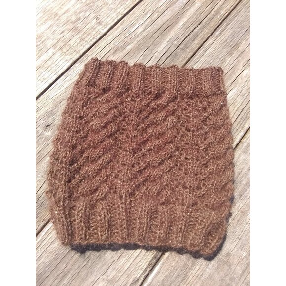 Handmade Womens Alpaca Loop Scarf Dickey Cowl Knit Neckwarmer Brown Gold Glitter - Picture 7 of 10